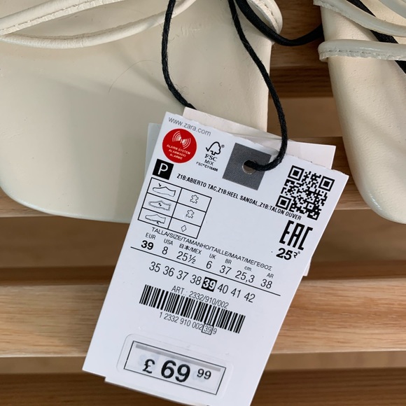 Zara white strappy leather sandals size 39 - Picture 3 of 3